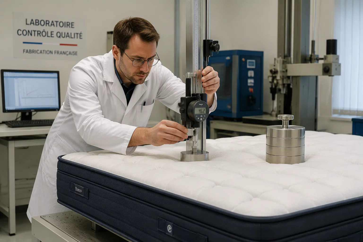 Mesure de l'enfoncement d'un matelas en laboratoire
